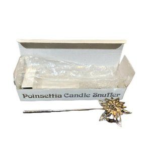 Vintage Poinsettia Candle Snuffer Dept 56 Inc Christmas Decor Gold Silver New